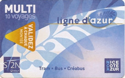 10 tickets Ligne d'Azur - bus & tram